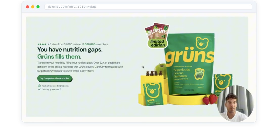 Landing page Grüns